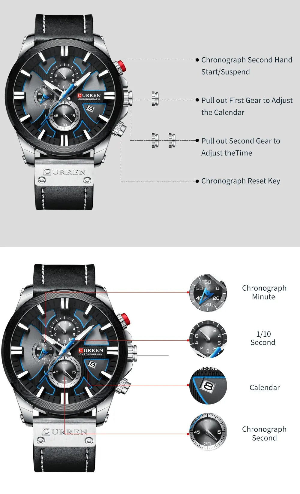 Luxury Men’s Chronograph Watch Noir
