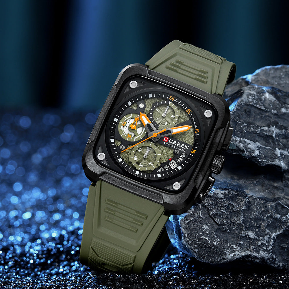 Military Men’s Square Sport Chronograph Watch