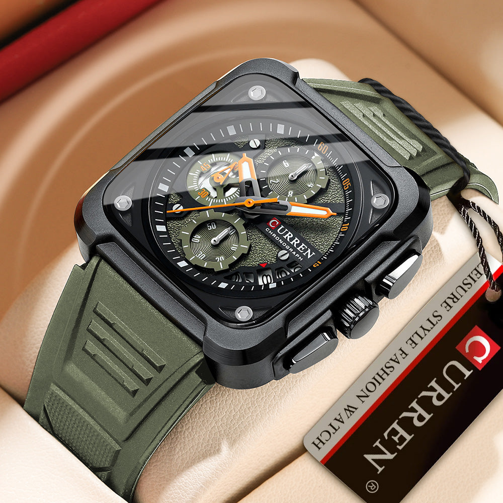 Military Men’s Square Sport Chronograph Watch