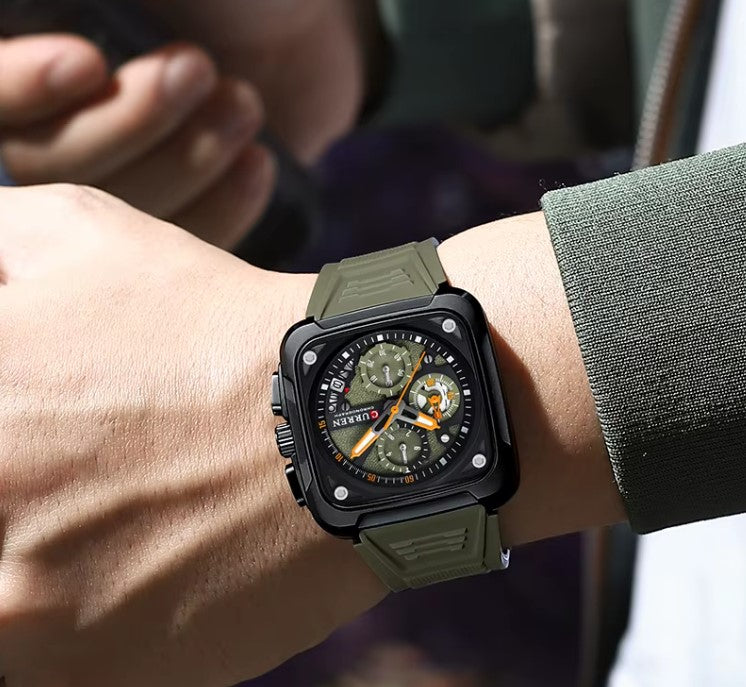 Military Men’s Square Sport Chronograph Watch